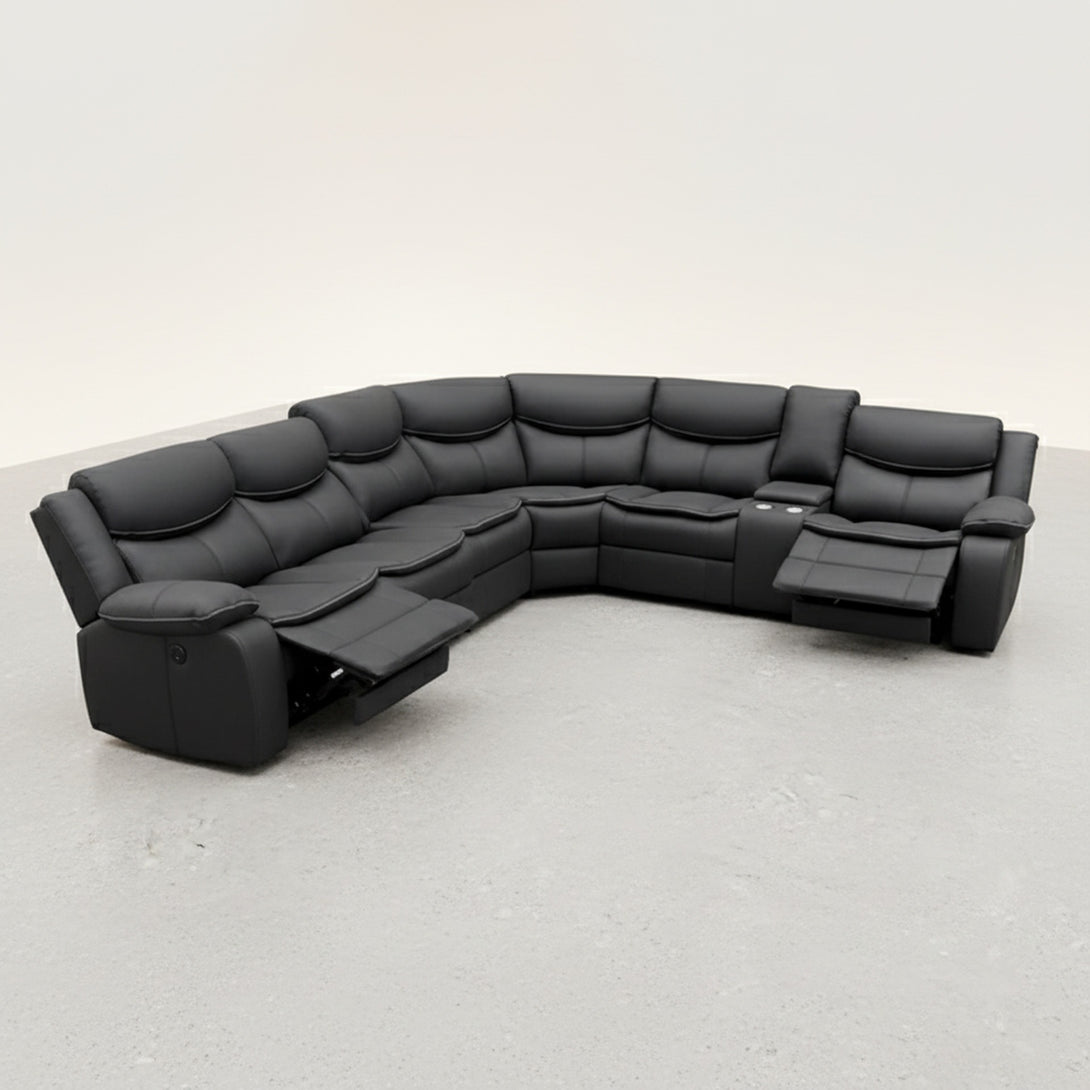 Mandan Electric Recliner Corner Sofa - Black