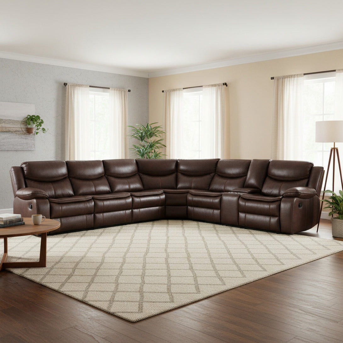 Mandan Manual Recliner Corner Sofa - Brown