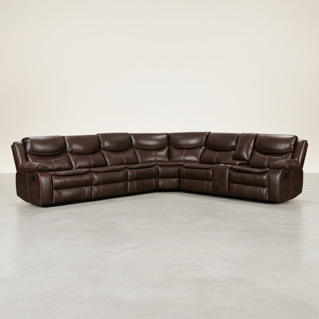Mandan Manual Recliner Corner Sofa - Brown