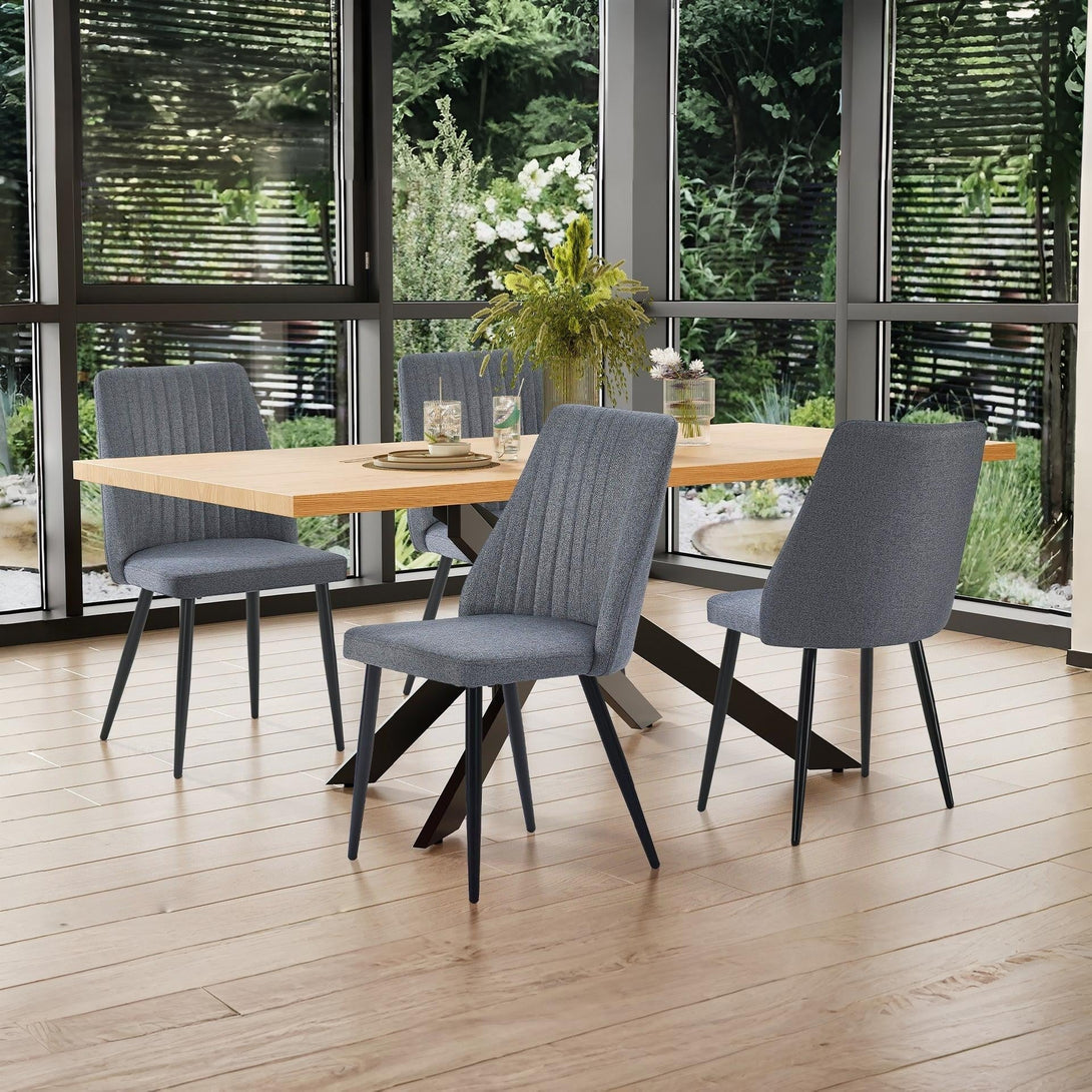 Eldon Linen Dining Chair - Set of 4 - Dark Grey – Treasurebox