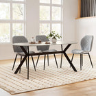 Cedar Gloss Ceramic Dining Table 180 x 90cm - Light Grey + Black