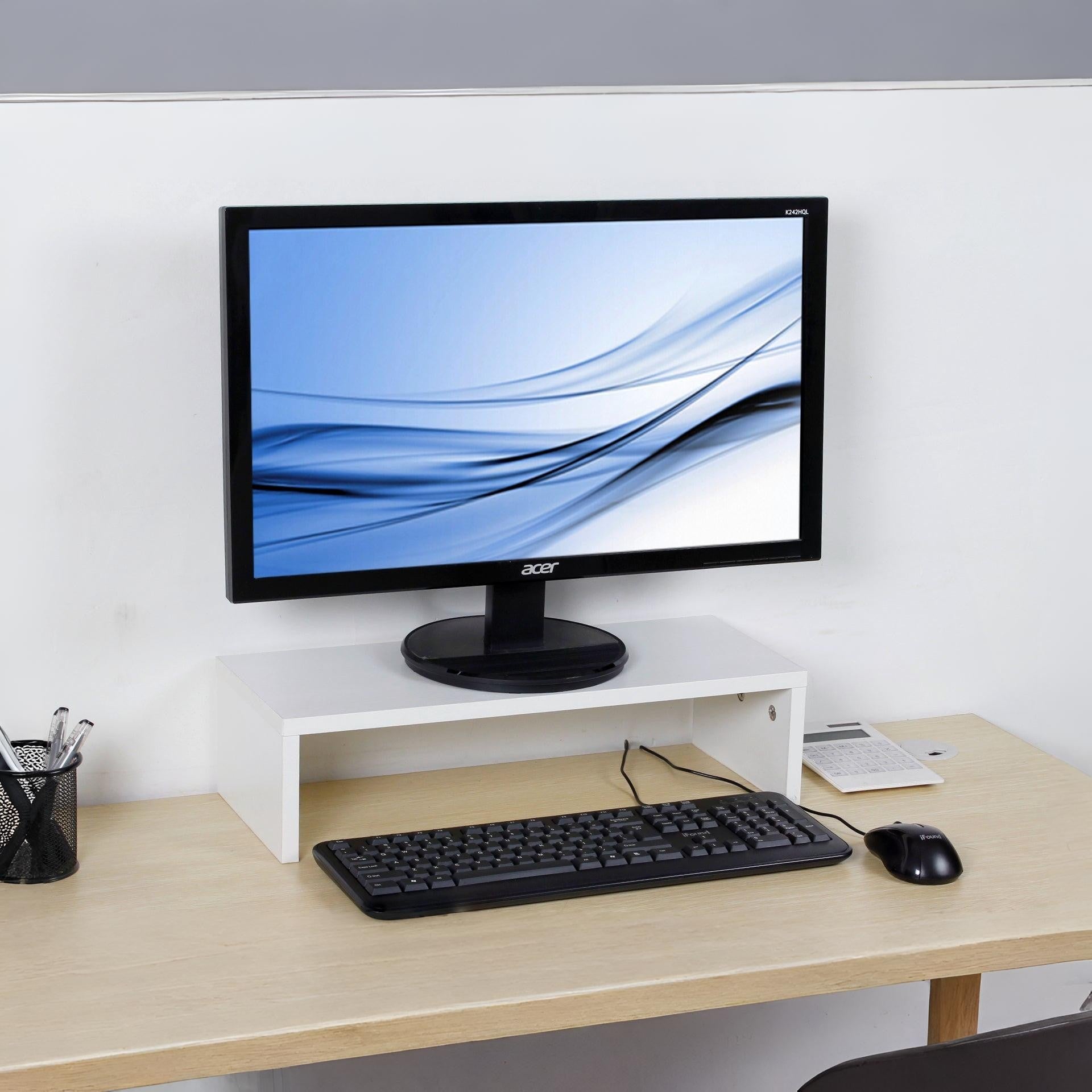 White Computer Monitor Stand & Laptop Riser – Treasurebox