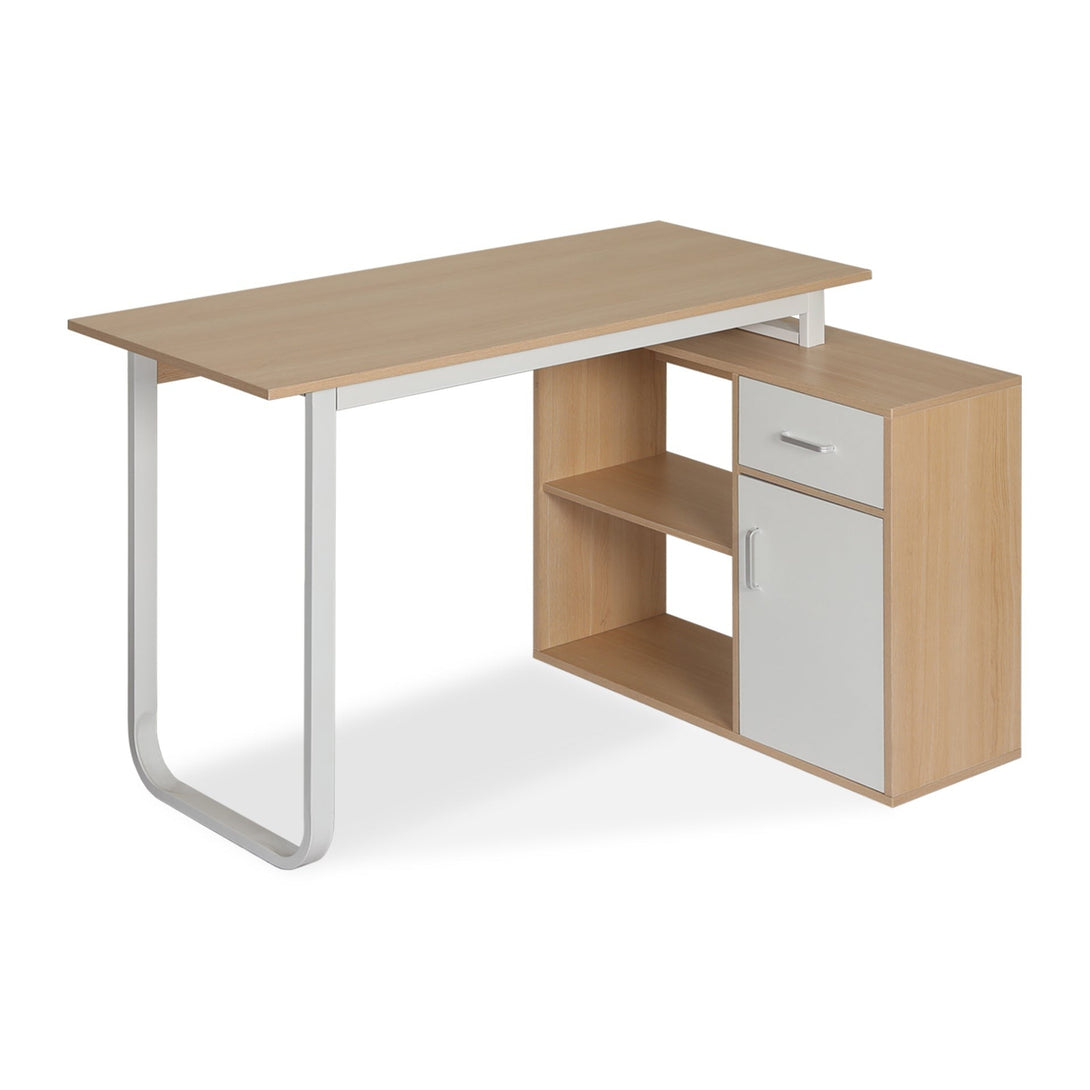 Yates 120cm Computer Desk with Right Cabinet - Oak – Treasurebox