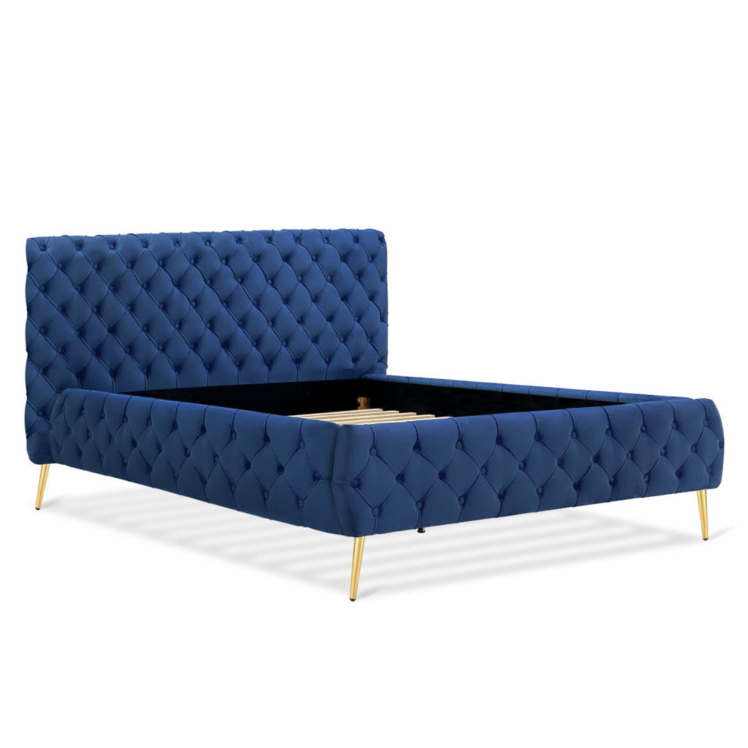Adams Queen Bed Frame - Navy Blue - Stylish Comfort – Treasurebox