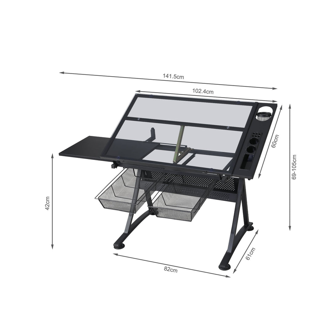 Oliver Height Adjustable Drafting Table - Black – Treasurebox