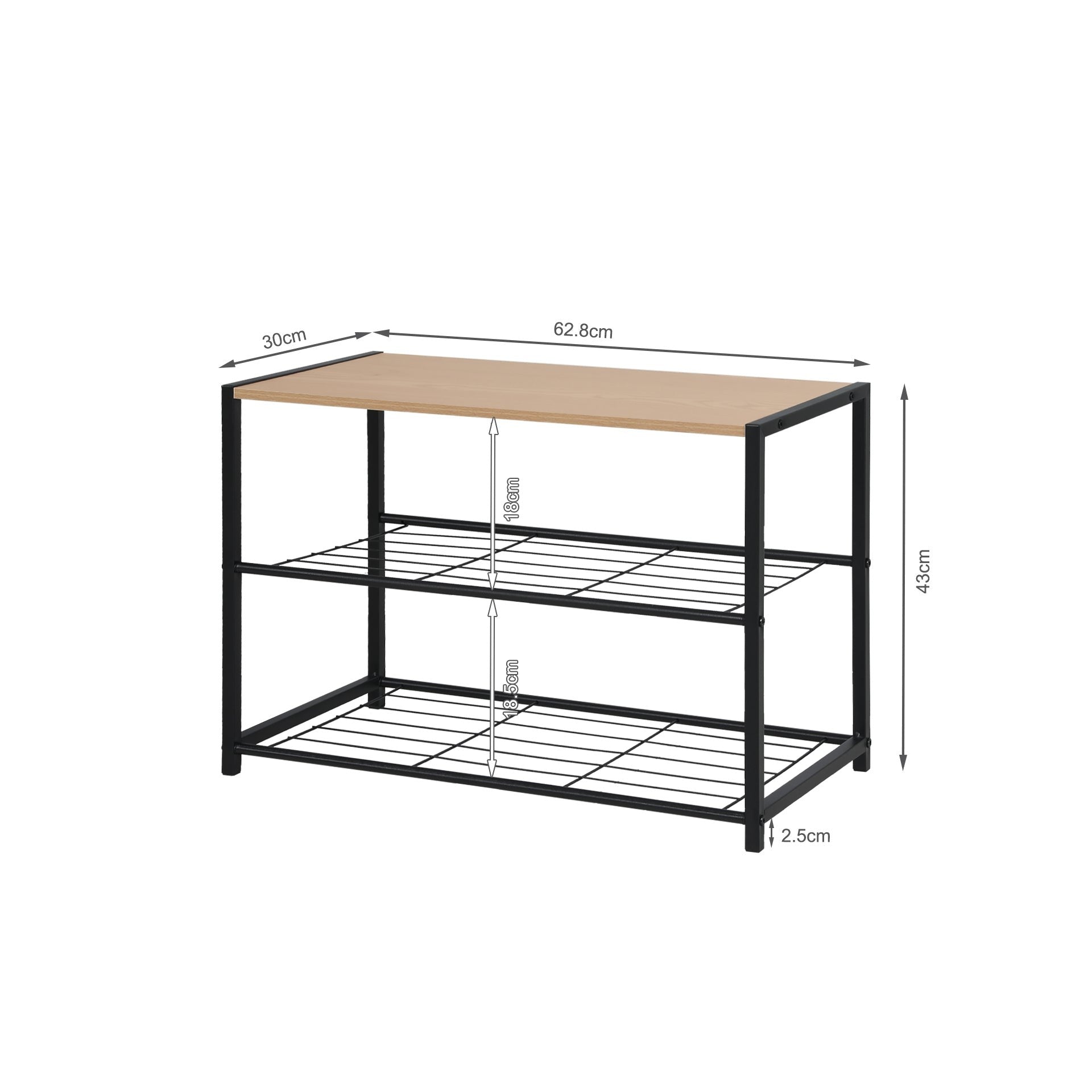 Milton 3 Tier Storage Shelf - Maple + Black | Orderly Living – Treasurebox