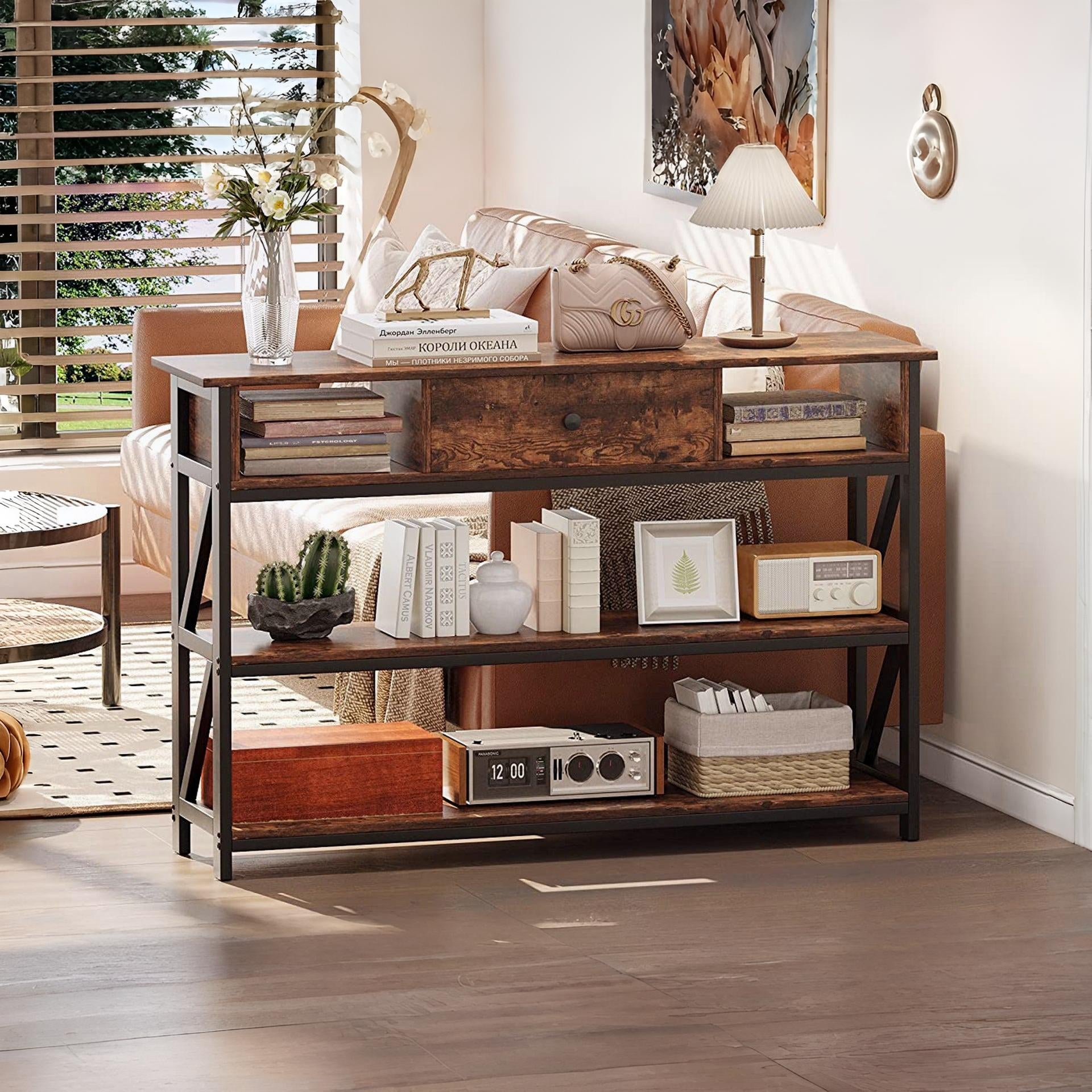 Atlas 1.2m Console Table with Drawer - Rustic Brown – Treasurebox