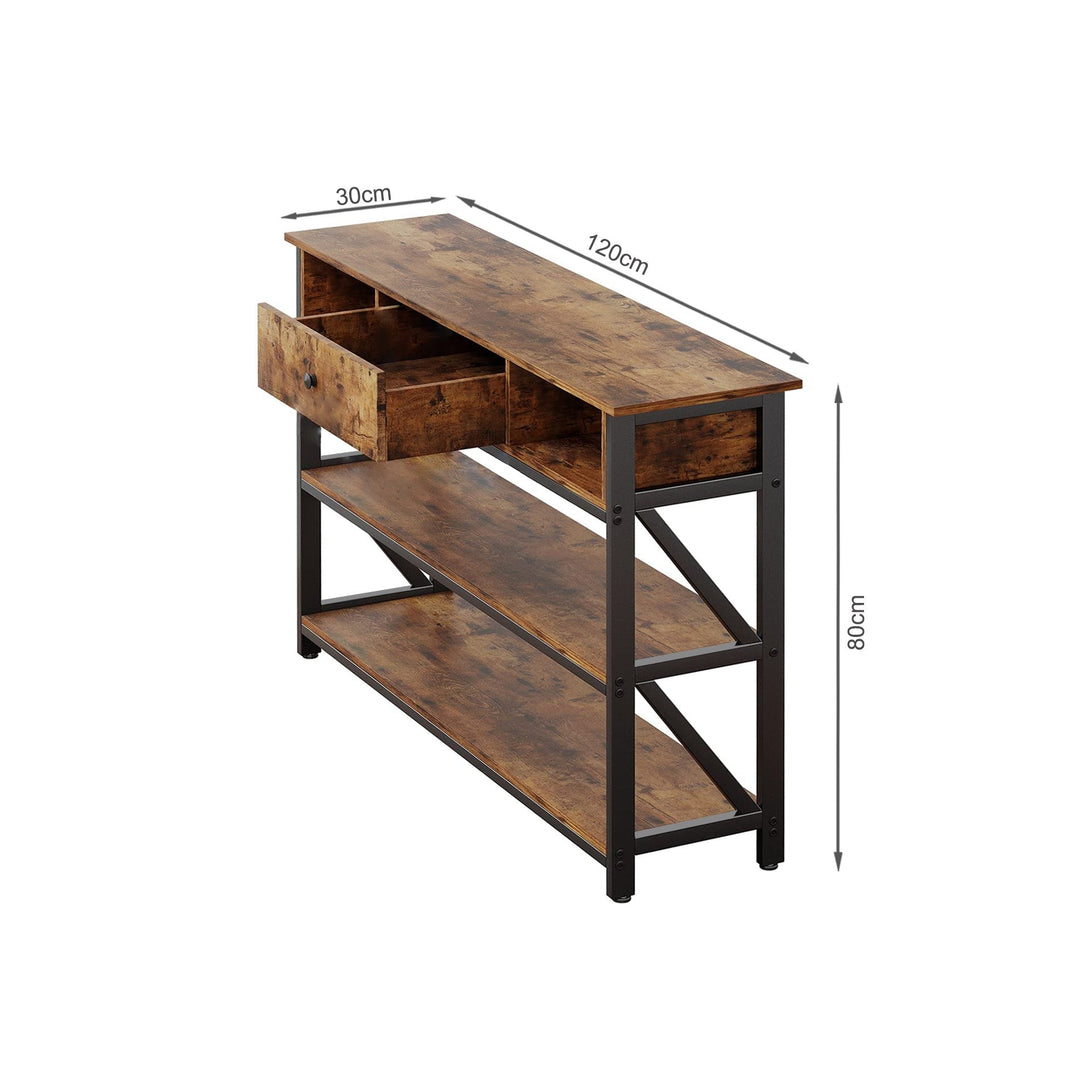 Atlas 1.2m Console Table with Drawer - Rustic Brown – Treasurebox