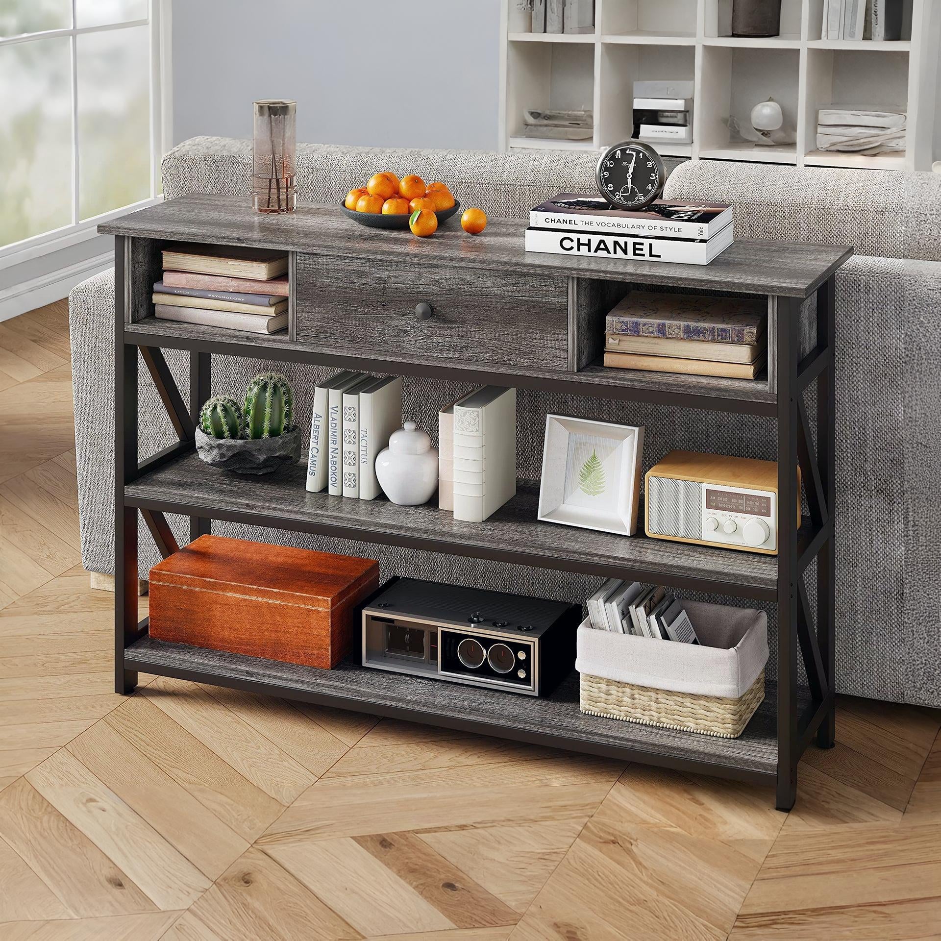 Atlas 1.2m Console Table with Drawer - Gray Oak – Treasurebox