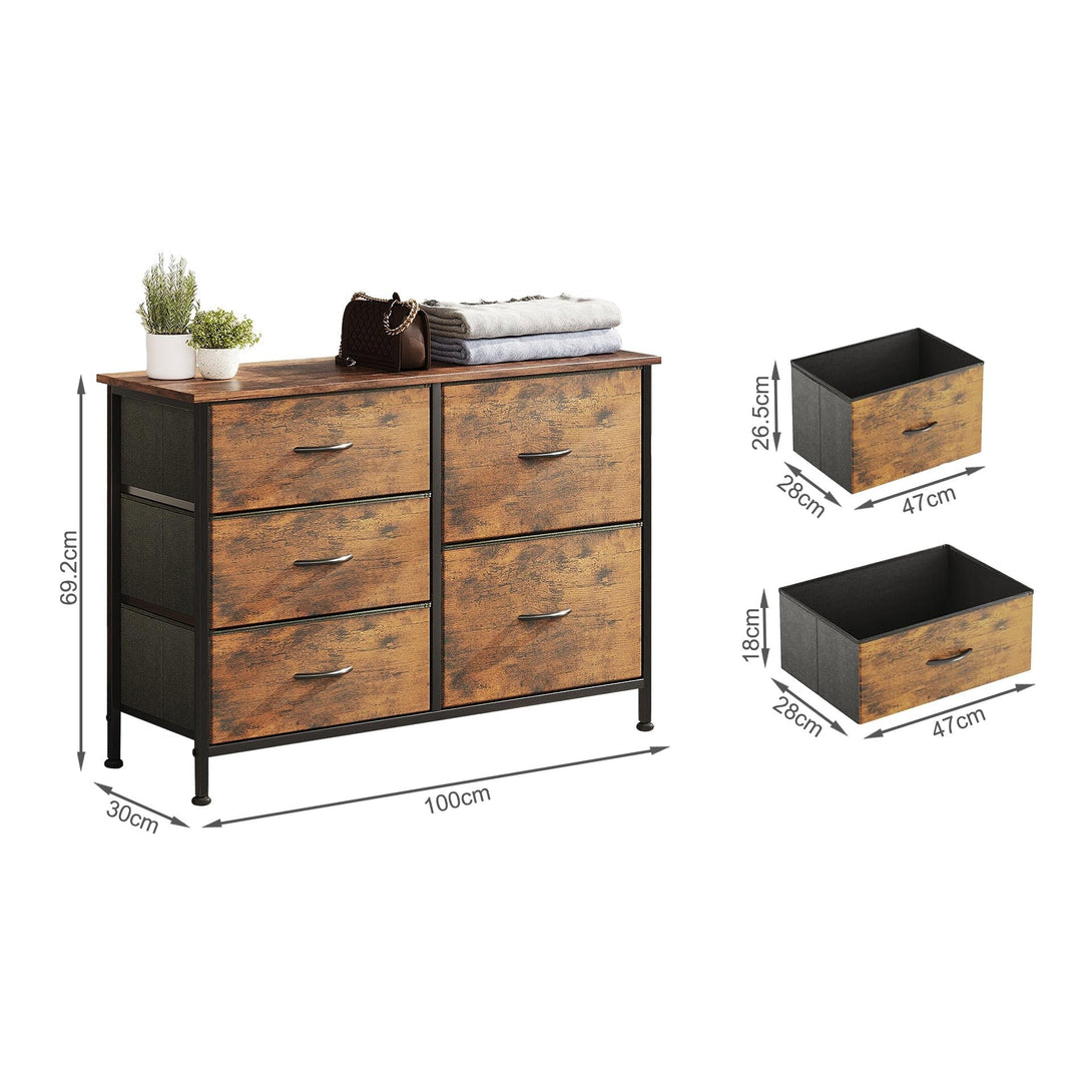 Hailey 5 Drawers Lowboy - Rustic Brown – Treasurebox
