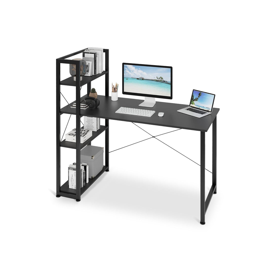 Kevin 120cm Computer Desk with Bookshelf - Black – Treasurebox