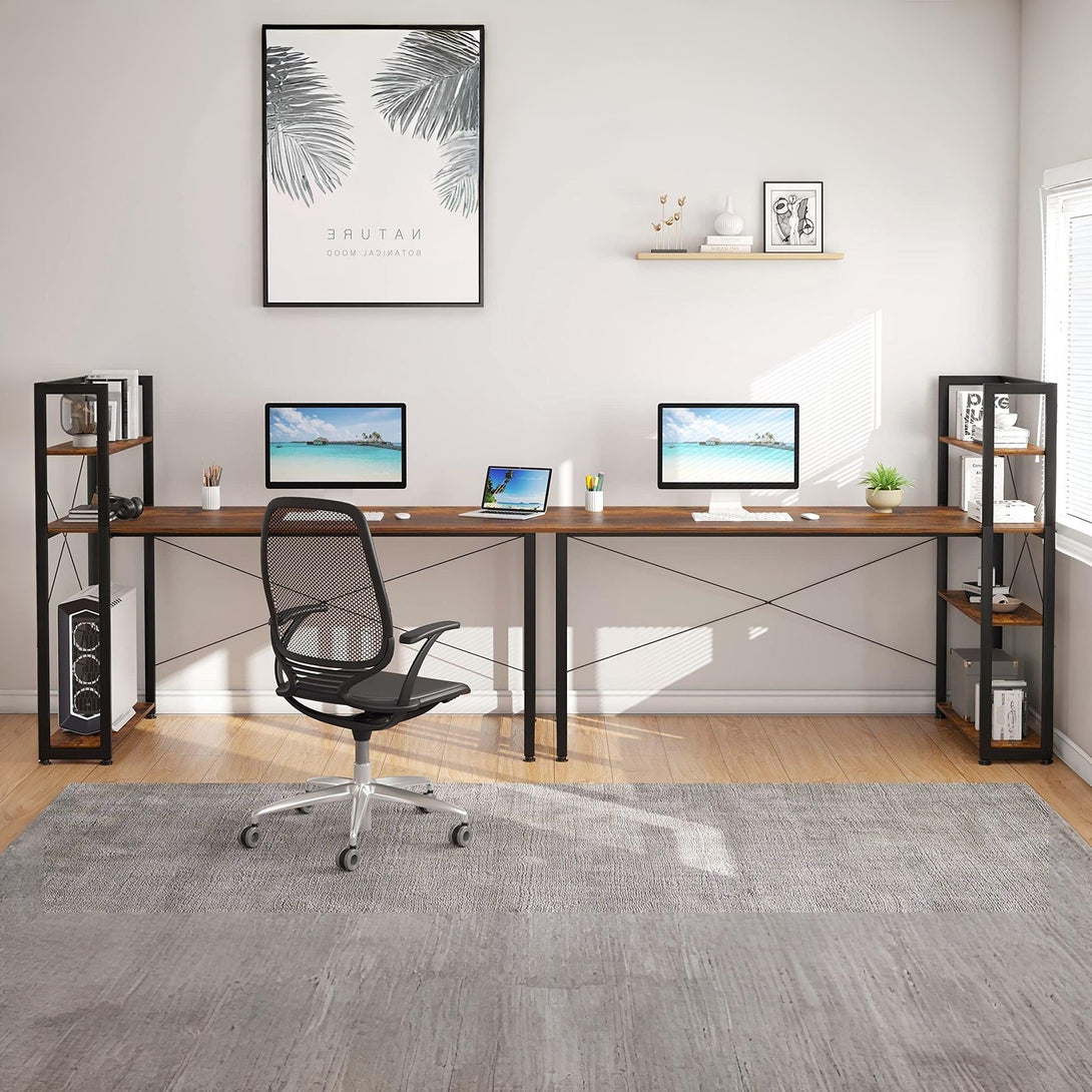 Kevin 160cm Computer Desk with Bookshelf - Rustic Brown – Treasurebox
