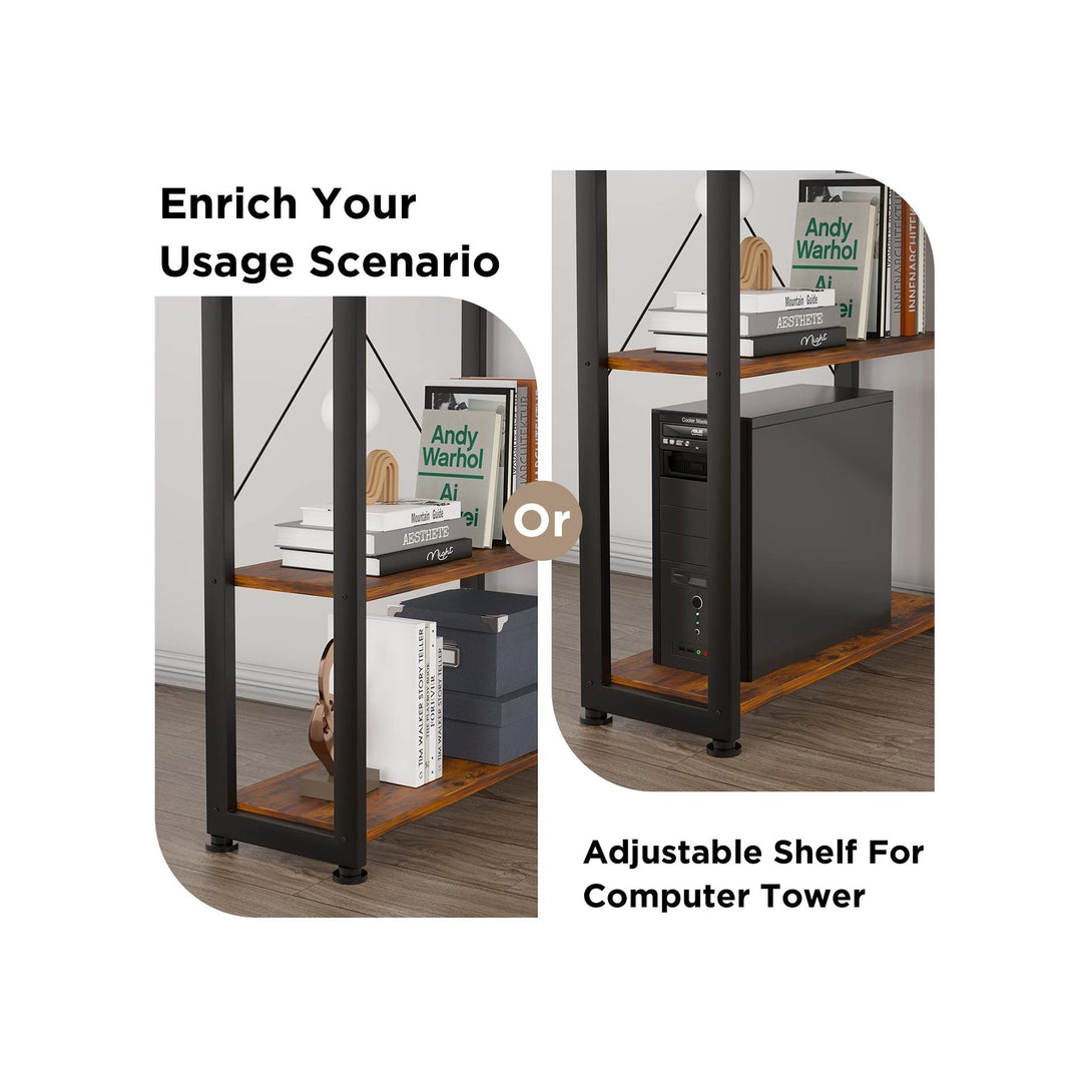 Kevin 160cm Computer Desk with Bookshelf - Rustic Brown – Treasurebox