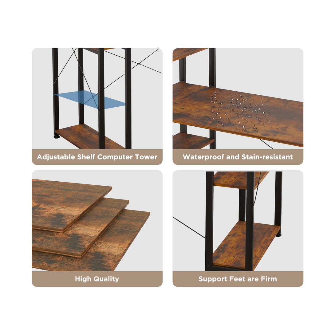 Kevin 160cm Computer Desk with Bookshelf - Rustic Brown – Treasurebox