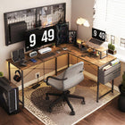 Felix Computer Corner Desk with Storage Bag - Rustic Brown