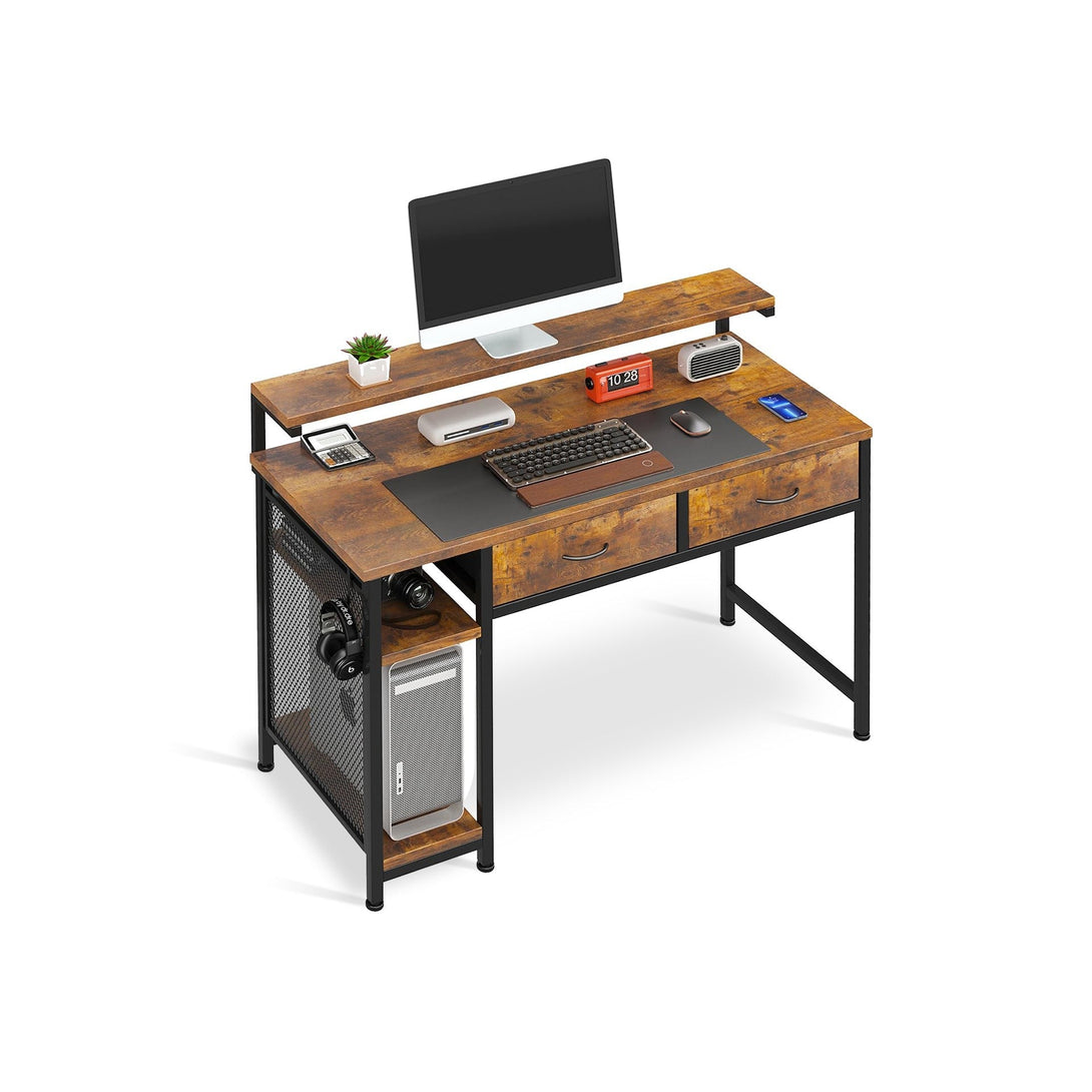 Emilio 100cm Computer Desk with 2 Drawers - Rustic Brown – Treasurebox