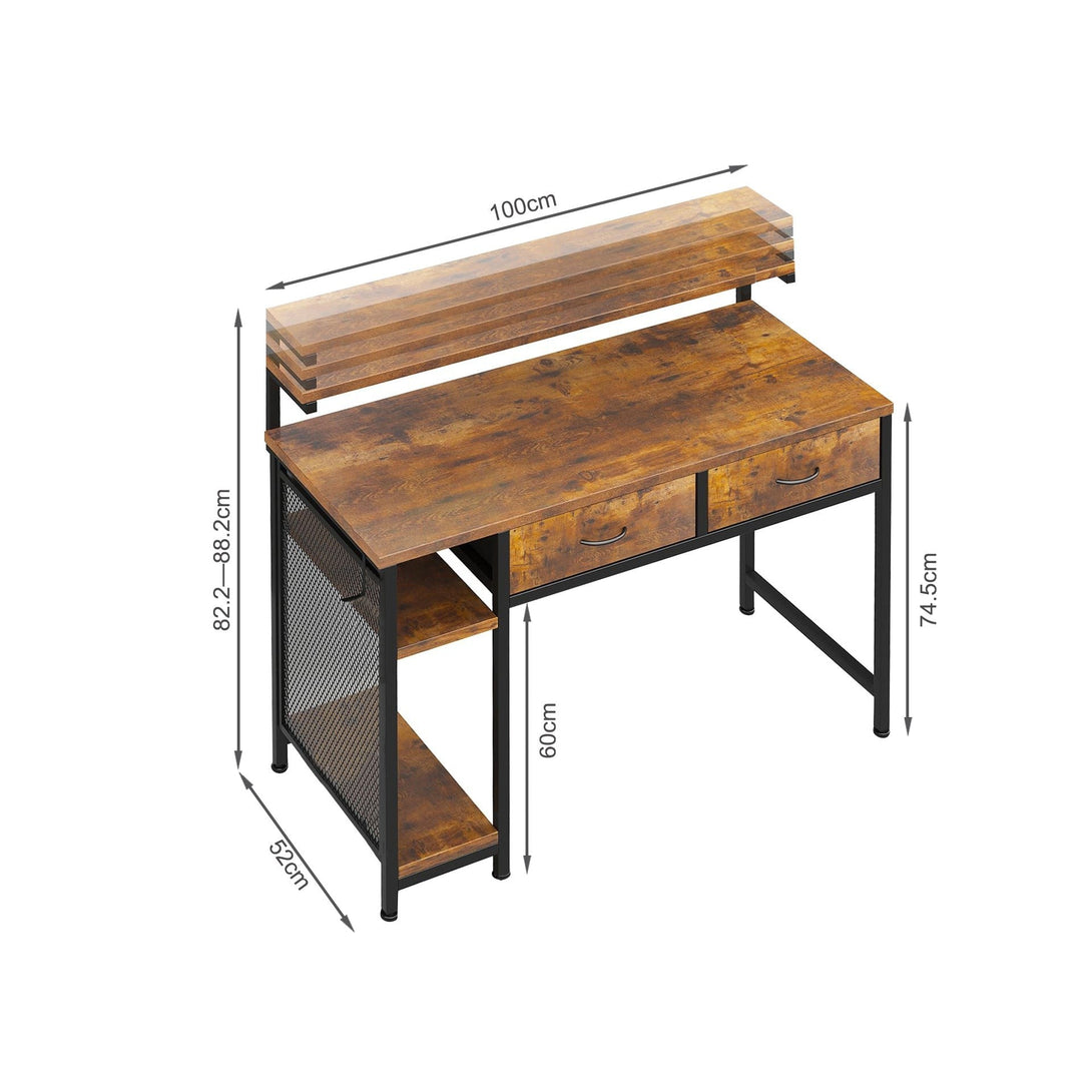 Box Computer Table Emilio 100cm Computer Desk with 2 Drawers - Rustic Brown – Treasurebox