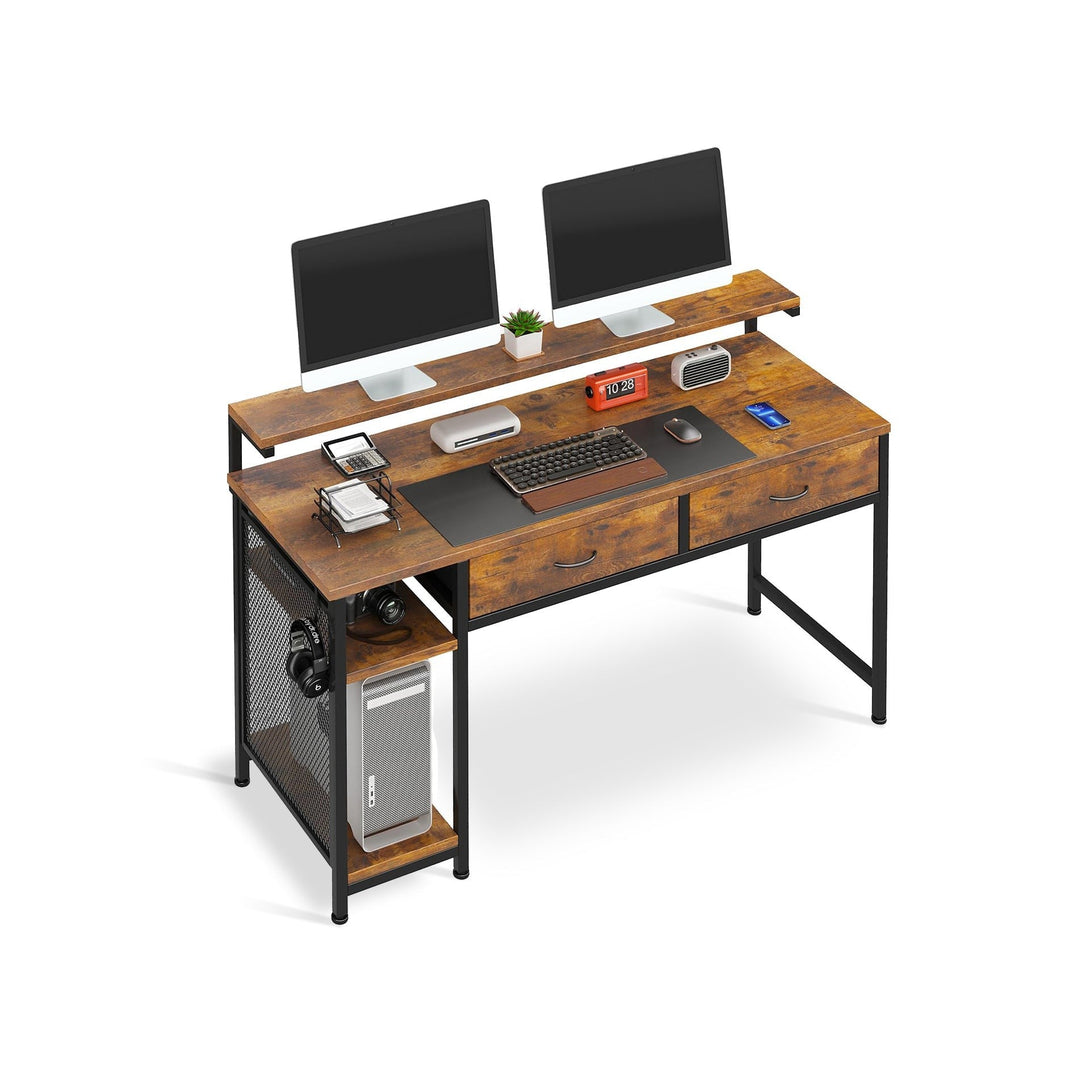 Emilio 138cm Computer Desk with 2 Drawers - Rustic Brown – Treasurebox