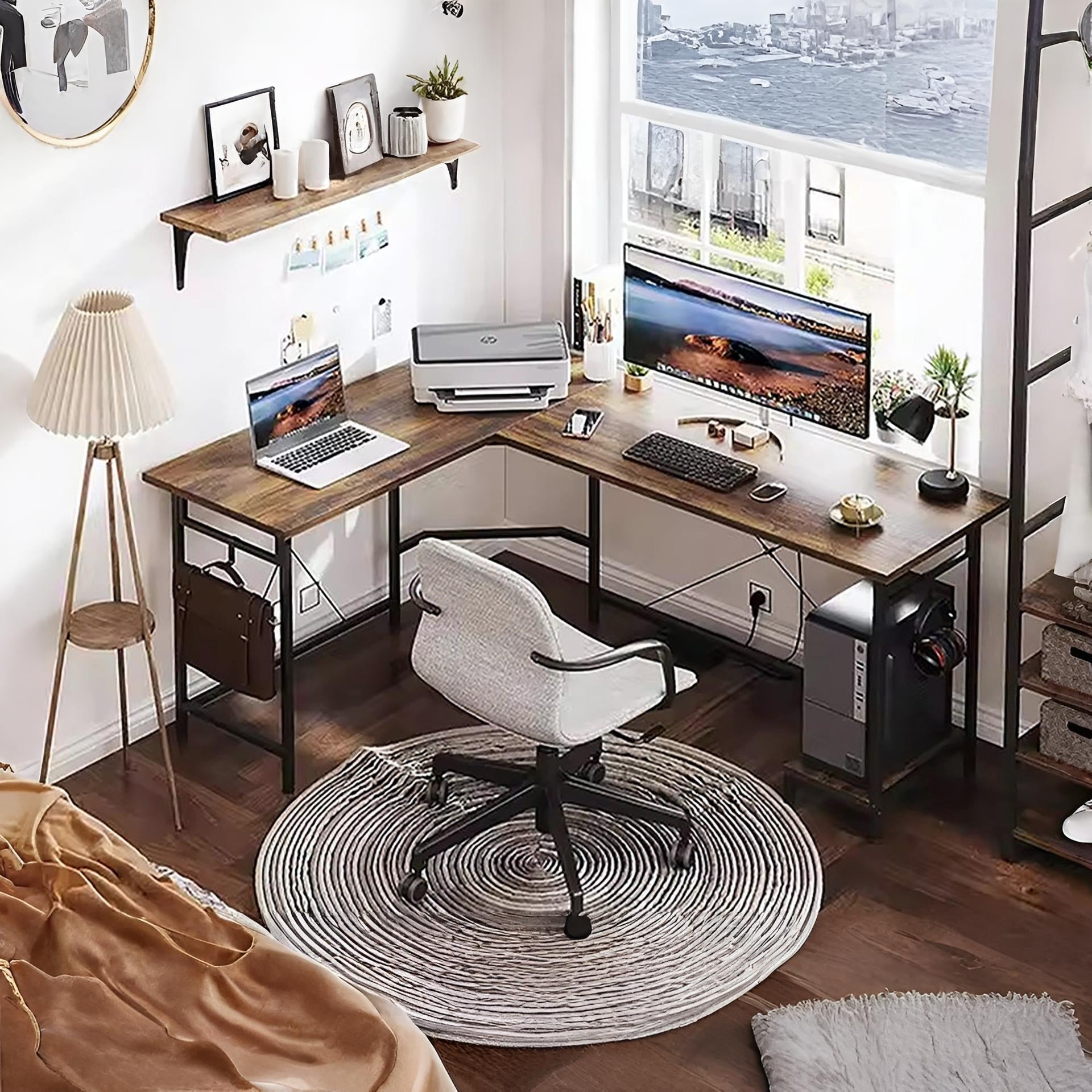 Niko Computer Corner Desk - Rustic Brown | Comfort & Style – Treasurebox