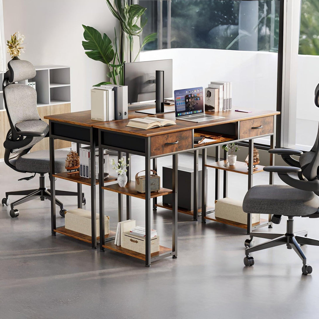 Richard Computer Richard 120m Computer Desk With Bookshelf - Rustic Brown – Treasurebox
