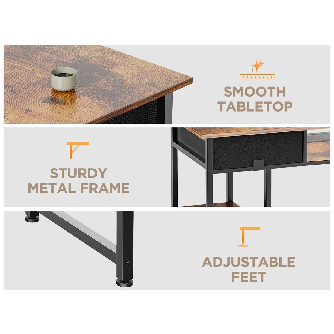 Richard 120m Computer Desk With Bookshelf - Rustic Brown – Treasurebox