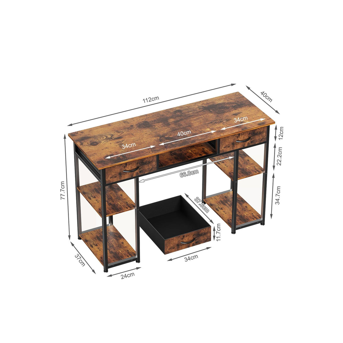 Richard 120m Computer Desk With Bookshelf - Rustic Brown – Treasurebox