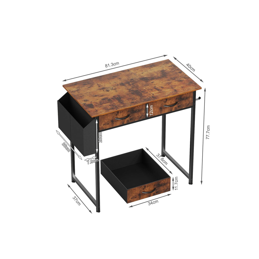 Kaleb 80cm Computer Desk with 2 Drawers - Rustic Brown – Treasurebox