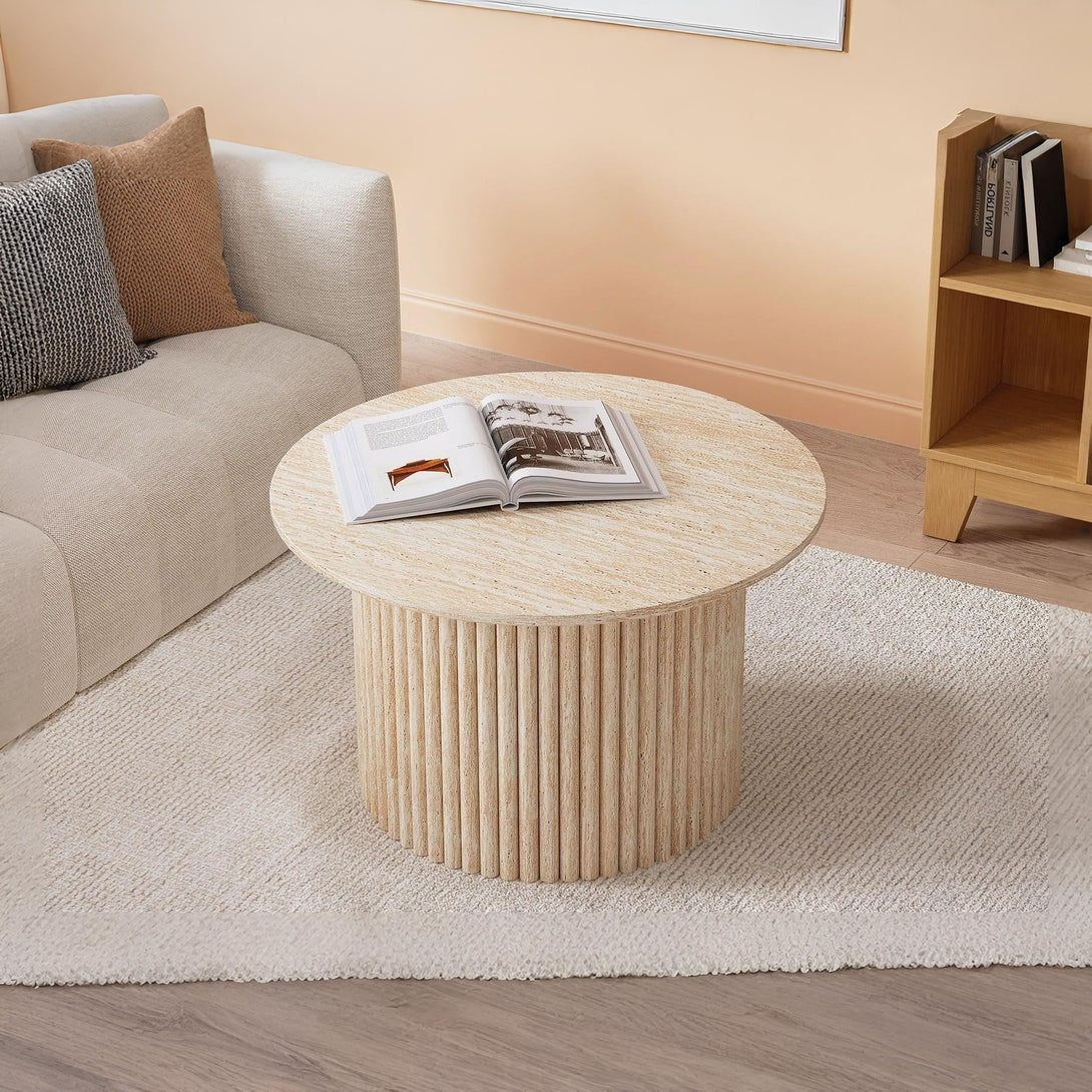 Nile Round Coffee Table 70cm - Travertine | Stylish Design – Treasurebox