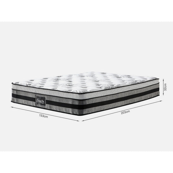 VINSON Fabric Queen Bed with Luxury Latex Mattress - SLATE