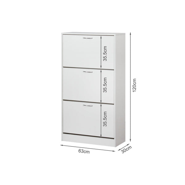 Anau 3 Drawer Shoe Cabinet Storage Rack - White