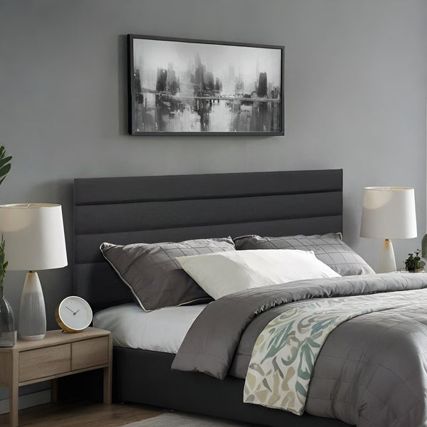 WENDY Upholstered Headboard Queen - BLACK
