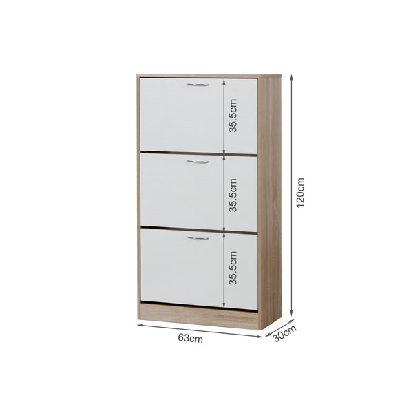 ANAU 3 Drawer Shoe Cabinet Storage Rack - Oak