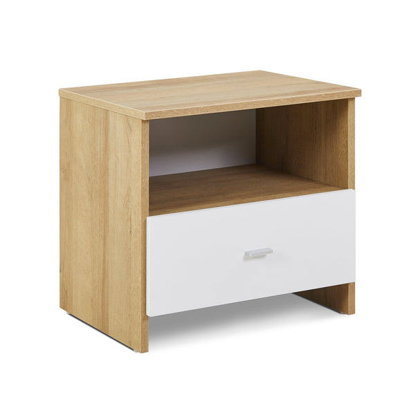 Makalu Wooden Bedside Table Nightstand - Oak