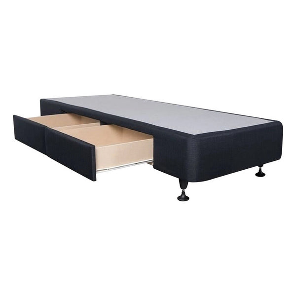 CHARLES Fabric King Single Bed Base 2 Drawers - BLACK