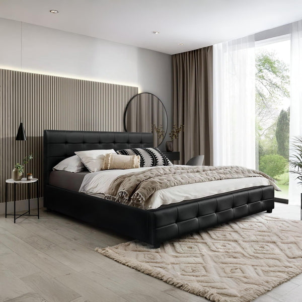 Augusta Super King PU Bed Frame - Black