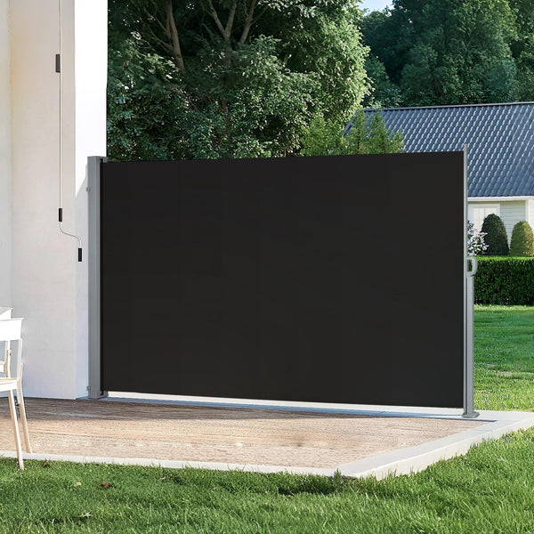 Toughout 1.8m x 3m Retractable Side Awning Screen Shade - Black