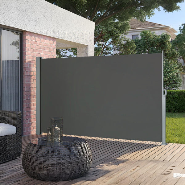 Toughout 1.8m x 3m Retractable Side Awning Screen Shade - Grey