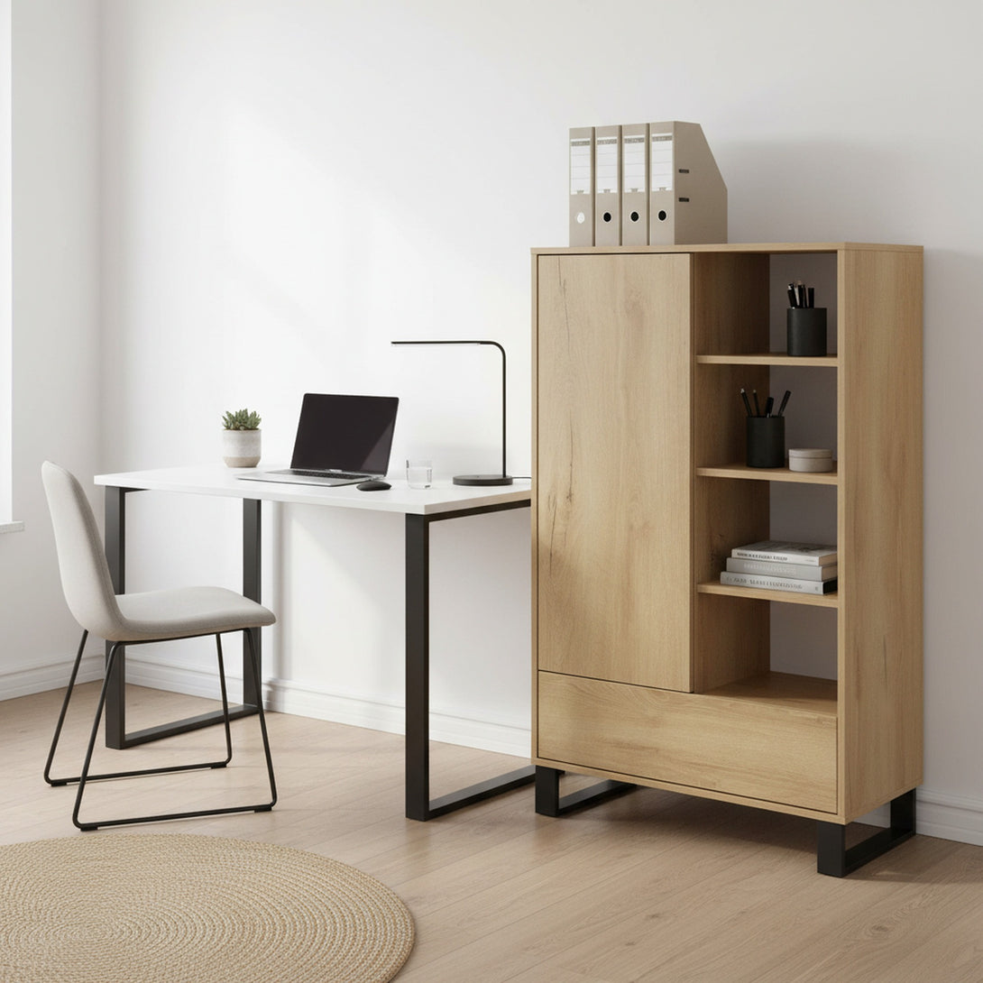 Frohna Bookshelf Cabinet with Drawer - Oak