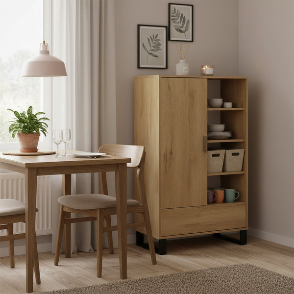 Frohna Bookshelf Cabinet with Drawer - Oak