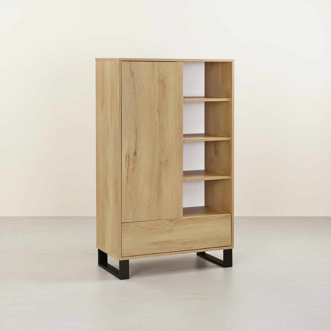 Frohna Bookshelf Cabinet with Drawer - Oak