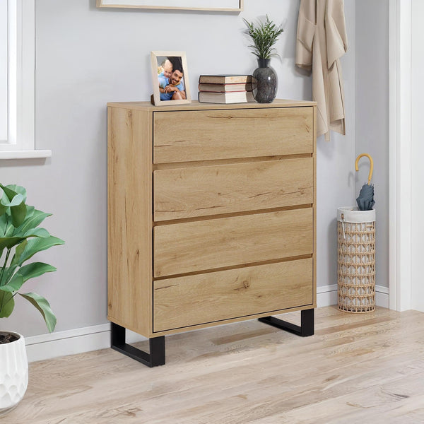 Frohna Tallboy 4 Drawer Chest Dresser - Oak