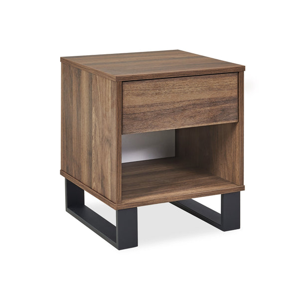 Frohna Wooden Bedside Table Nightstand - Walnut