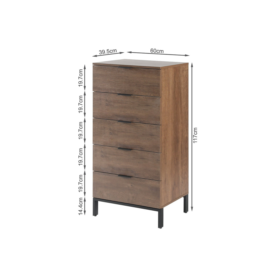 Ocala Tallboy 5 Drawer Chest Dresser - Walnut