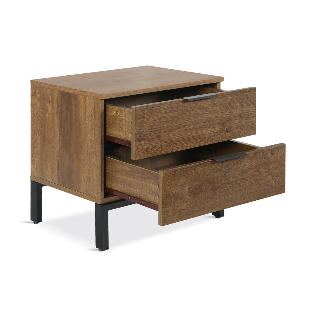 Ocala Wooden Bedside Table - Walnut