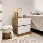 Harris Bedside Table - Oak + White