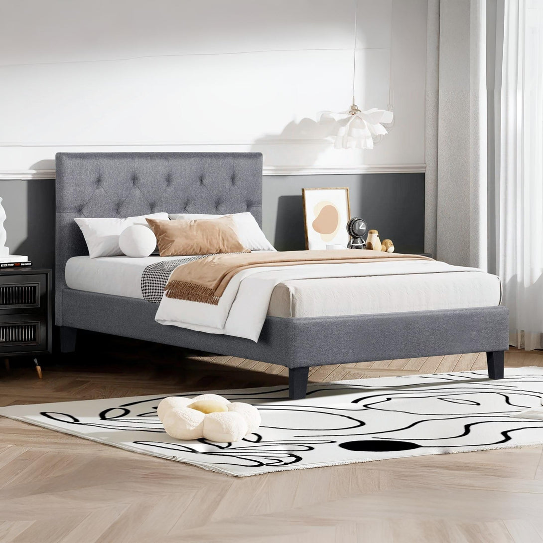 Blane King Single Bed Frame - Dark Grey