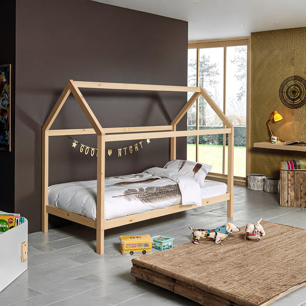 Mayon Single Wooden House Bed Frame - Oak