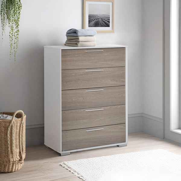Waipoua 5 Drawer Tallboy - GREY OAK