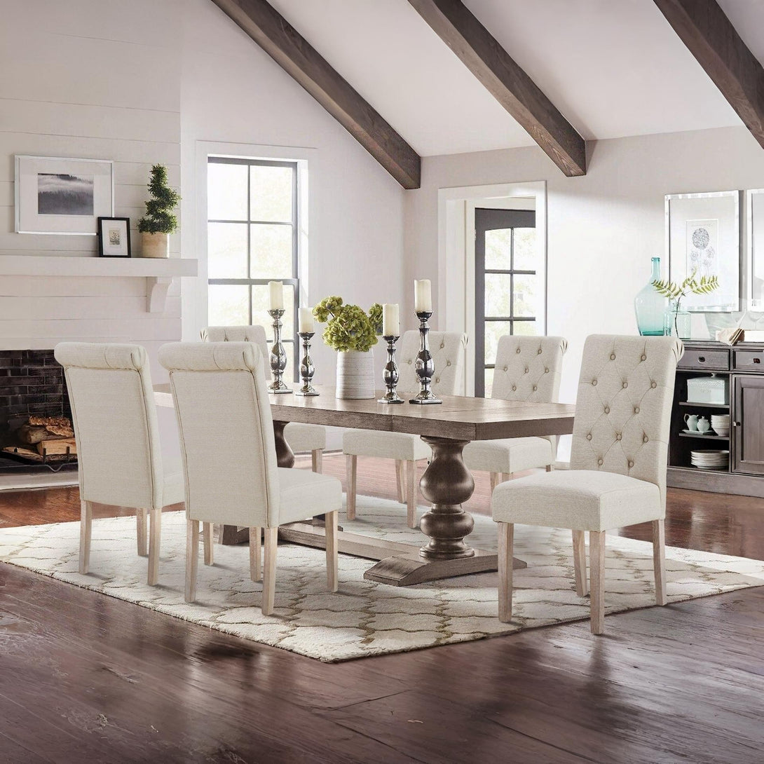 Zoey 6 Piece Upholstered Dining Chair - Beige