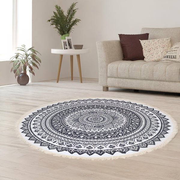 Mersey Bohemian Floor Rug - Black